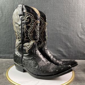 Botitas Pedrito Ostrich Leathe Western Cowboy Boots Pointed Toe Unisex W11.5 M10